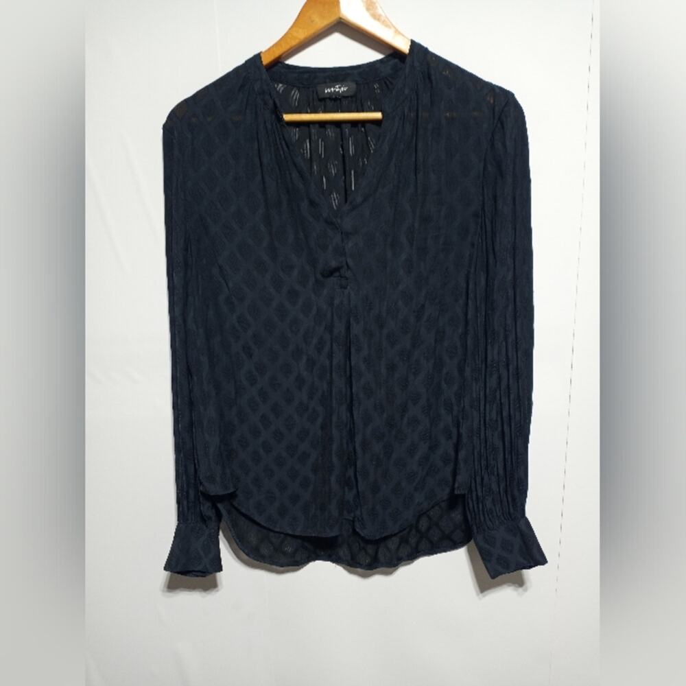 Lord & Taylor Woman's Sheer Black Long Sleeve Blouse Size Medium Whimsigoth